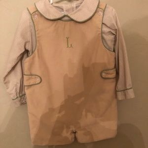 Little English Corduroy Jon Jon with Matching Long sleeved collared shirt